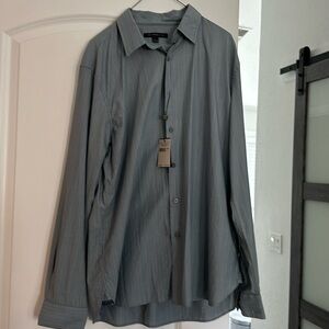 John Varvatos Mens Gray Blue Stripe Long Sleeve Button Up Shirt Size L